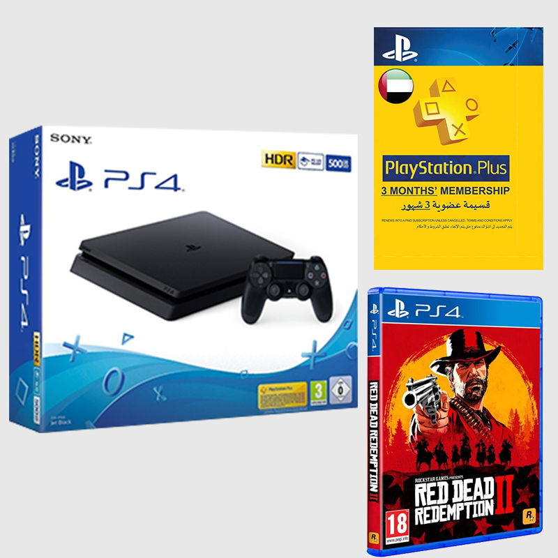 Pack PS4 500GB Slim + Red Dead Redemption 2 + Abonnement 3 Mois Psn Achat jeux video Maroc