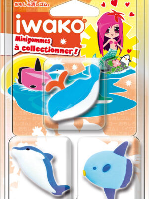 IWAKO 3 Mini gommes Animaux marins