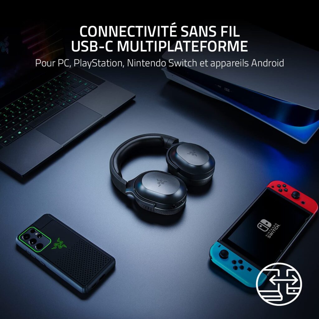 Razer Barracuda X - Casque de Jeu sans Fil pour PC, Playstation, Nintendo Switch, Android (Casque léger de 250 g, Haut-parleurs de 40 mm, autonomie jusqu'à 20 Heures) Noir