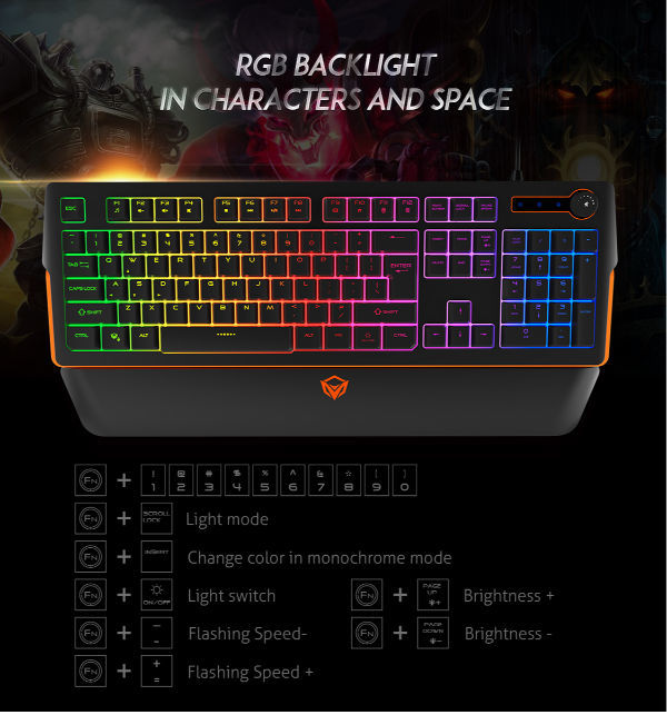 Meetion K9520 - RGB Magnetic Wrist Rest Gaming Keyboard