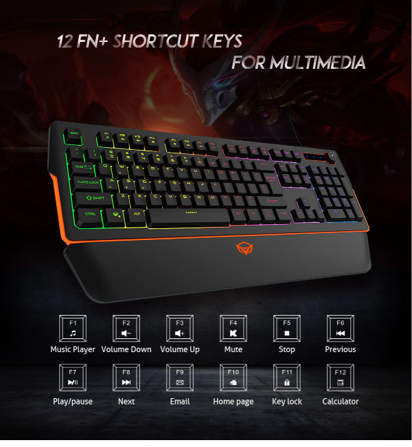 Meetion K9520 - RGB Magnetic Wrist Rest Gaming Keyboard