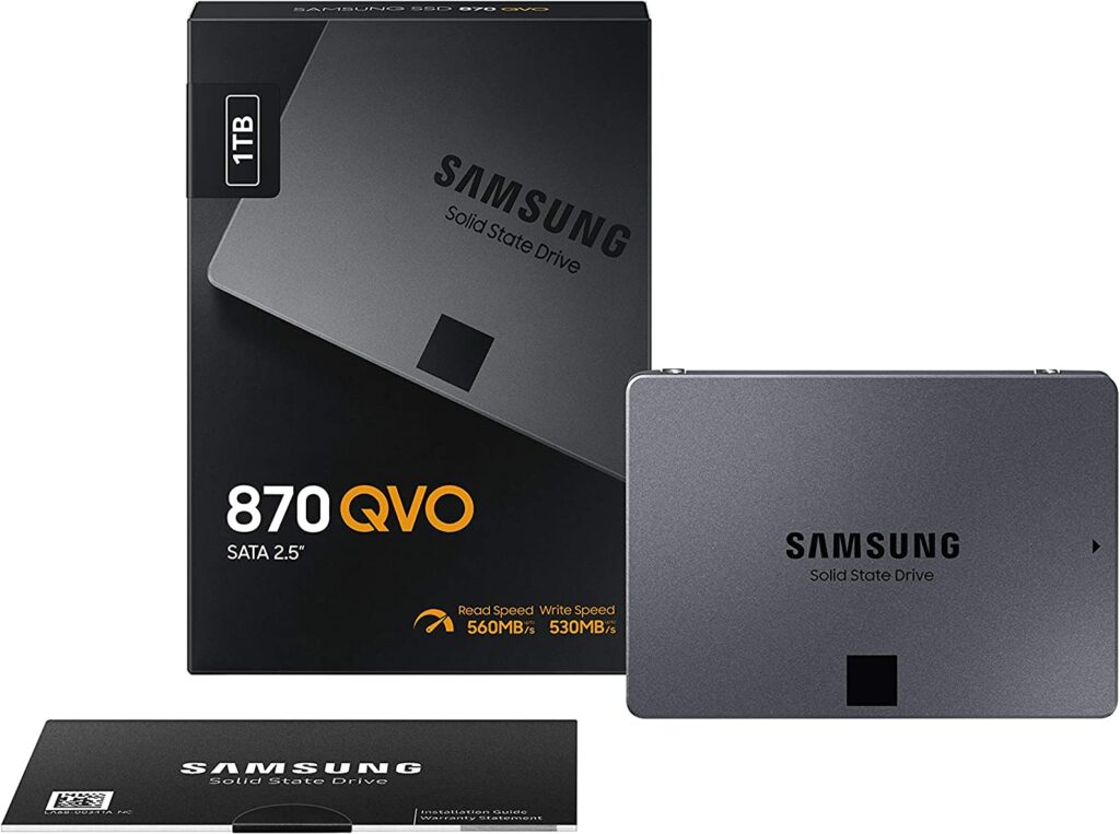 Samsung 870 QVO MZ-77Q1T0BW | Disque SSD Interne 1 To, SATA III, 2,5'' - Technologie QLC seconde génération