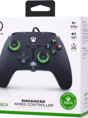 Manette filaire amélioré – PowerA Hint of Green (Xbox One)