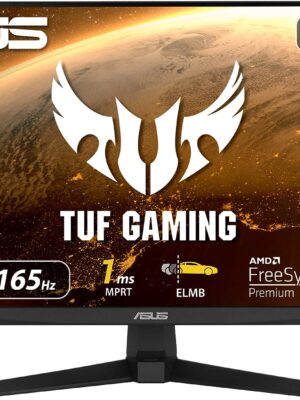 ASUS TUF Gaming 23.8” 1080P Monitor (VG249Q1A) - Full HD, IPS, 165Hz (Supports 144Hz), 1ms, Extreme Low Motion Blur, Speaker, FreeSync™ Premium, Shadow Boost, VESA Mountable, DisplayPort, HDMI